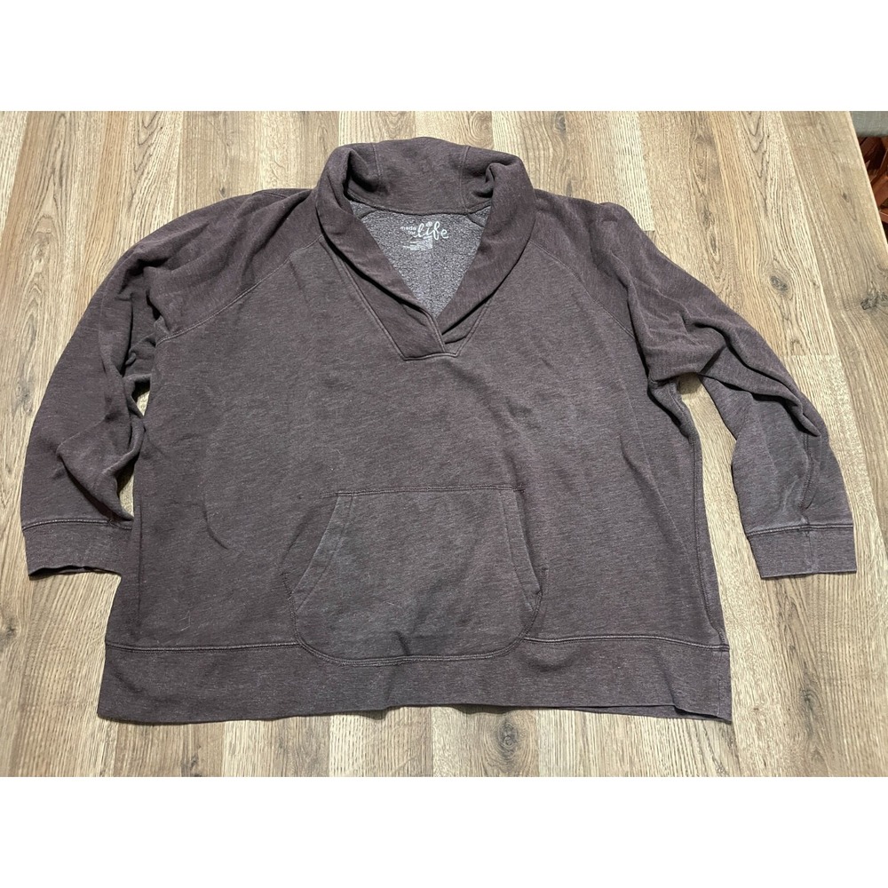 Made for Life Sweater, Women's Size 3X, Brown, V-neck, Long Sleeve